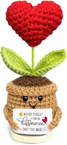 Mini Heart Flowers Crochet, Thoughtful Thank You, Retirement Gifts for Men and Women, Unique Appreciation Gifts for Coworkers, Teachers, Mentors, Nurses, Bosses