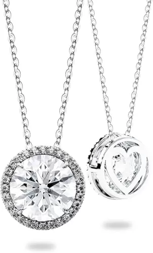 Moissanite Necklace for Women S925 Sterling Silver Jewelry Solitaire Halo Pendant Lab Created Gem for Her Gift for Mothers Day Wedding Anniversary Birthday - to My Wife Daughter Mom Grandma Girlfriend
