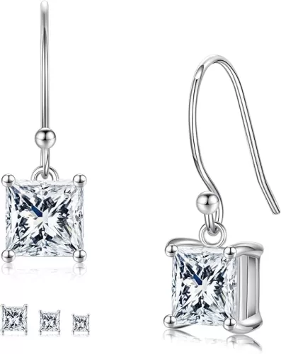 MOOSEA Moissanite Hook Earrings for Women, 925 Sterling Silver 1-3ct D Color VVS1 Clarity Lab Created Moissanite Dangle Earrings for Women Anniversary Birthday Gifts for Wife Mom Girlfriend