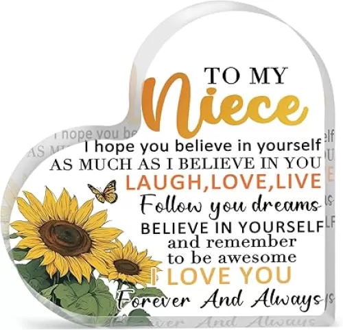 Niece Gifts From Auntie Birthday Gifts For Nieces Adult Best Niece Gifts From Aunt Acrylic Heart Shaped Plaque Desk Decorations Mother's Day Gifts Graduation Weeding Day Gifts For Nieces