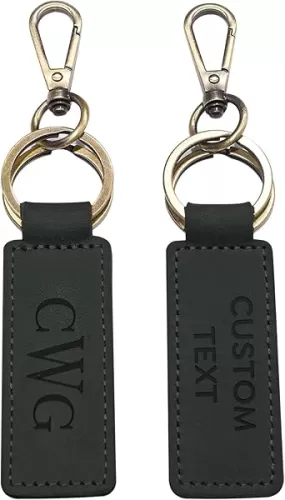 Onedor Custom Keychain, Personalized keychains, Genuine Leather Key Chain Holder Engrave Name Text, Customized Gifts for Men
