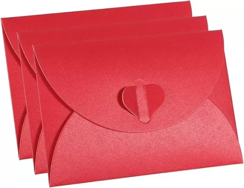 PATIKIL Gift Card Envelopes, 36 Pack Heart Shaped Clasp Small Gift Cards Holder Mini Envelope for Birthdays Weddings, Red