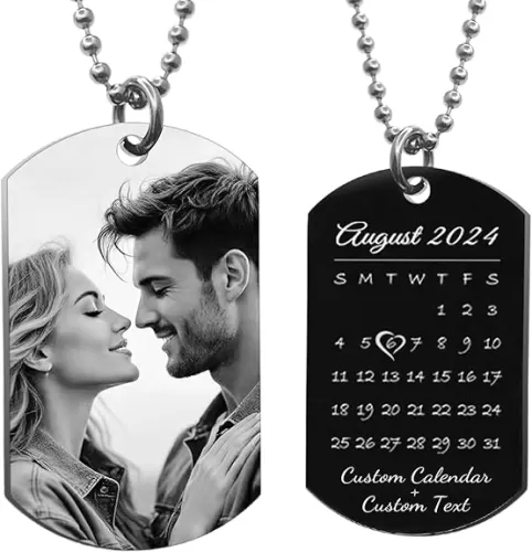 Picture Necklace Personalized Photo Custom Photo Necklace for Men Women Boyfriend Anniversary Valentines Day Christmas Gift for Husband Boyfriend