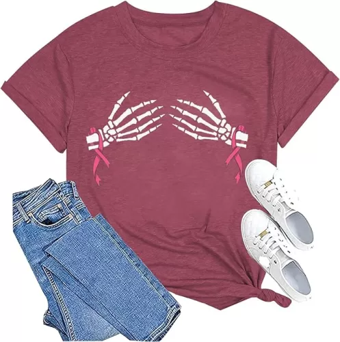 Pink Ribbon Shirts for Women Breast Cancer Awareness T-Shirt Motivational Breast Cancer Tee Tops