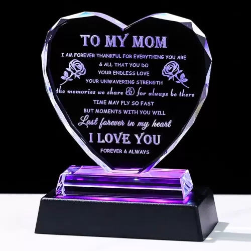 Qianwei Gifts for Mom - Crystal Plaque Keepsakes - Mothers Day Birthday Gift for Moms from Daughter Son Best Mother Ever Present Christmas Valentines Ideas