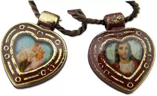 Religious Gifts Catholic Gift Our Lady Mt Mount Carmel Jesus Christ Sacred Heart - Heart Shape Scapular Cord Necklace