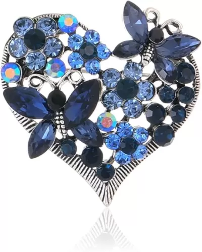 Rhinestone Heart Brooch Sparkling Crystal Flower Brooch Pin Vintage Crystal Butterfly Brooch Elegant Heart Insect Clothing Bags Hats Accessories Wedding Birthday Party Christmas Jewelry for Women