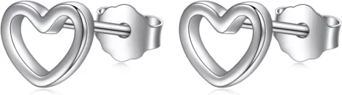 Rnivida 925 Sterling Silver Tiny Star/Crescent Moon/Petite Heart Stud Earrings for Women, Small Cut Out Star Earrings | Dainty Mini Moon Earrings for Cartilage Piercing