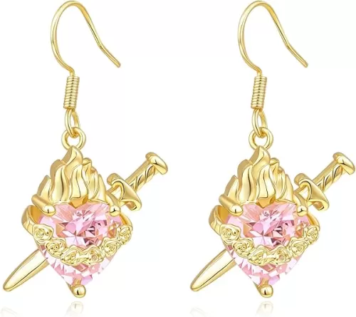 Sacred Heart of Jesus | Immaculate Heart of Mary Dangle Earrings for Women，Cubic Zirconia Gemstone Earring Religious Jewelry Gift
