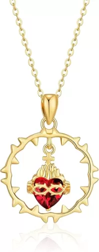 Sacred Heart of Jesus Necklace Jesus Pendant for Women Catholic Jewelry Gifts for Women