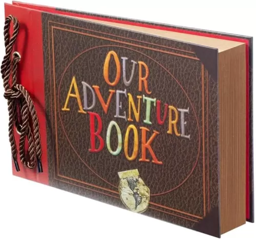 Scrapbook Photo Album, Our Adventure Book, Embossed Words Hard Cover Movie Up Travel Scrapbook for Anniversary, Wedding, Travelling, Baby Shower, etc (Adventure Book)