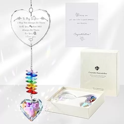 Sister Gifts, Crystal Suncatcher Gifts for Sister Birthday, Sisters Gifts from Sister, Unique Gifts for Sister, Window Hangings Home Decoration