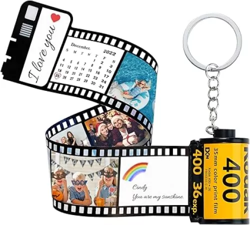 SOUFEEL Film Roll Keychain Custom Keychain with Picture Personalized Camera Memory Reel Gifts for Birthday Anniversary