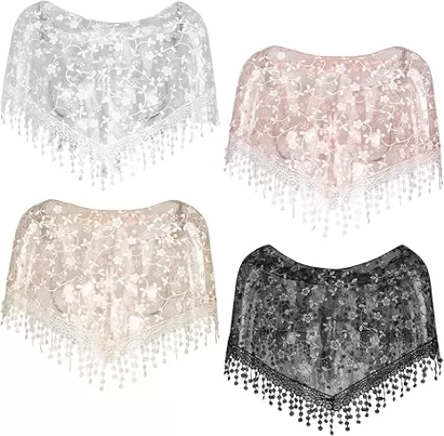Triangle Lace Chapel Mantilla Veil Vintage Inspired Bridal Funeral Veil Women Church Catholic Travel Tulle Tassel Scarf