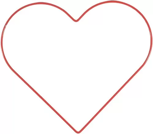 Vaessen Creative Heart-Shaped Metal Crafts, Red, Ø 25 cm or 9.8 in Diameter, 3 mm Thick, Dream Catcher Hoop, Wreath Ring for Romantic Macrame Wall Hanging, Crochet, Boho Wedding Decorations, 25cm
