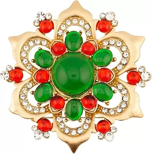 Vintage Women's Austrian Crystal Elegant Flower Brooch Party Wedding Broach Pin Red Green Gold Silver