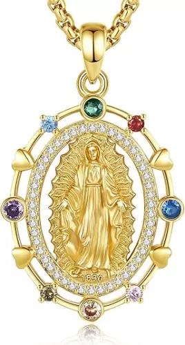 Vito 925 Sterling Silver Saint Necklaces for Women Men, St Michael/Crucifix/Caravaca/St Jude/Virgin Mary Pendant Patron Saint Amulet Medal Religion Jewelry Gift