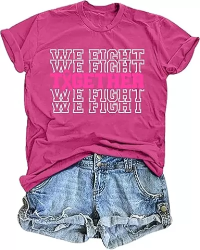 VVNTY Breast Cancer Shirts Women: Breast Cancer Awareness Shirt Pink Ribbon Tees Cancer Short Sleeve Tops