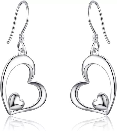 WINNICACA Heart Earrings for Women Sterling Silver Heart Dangle Drop Earrings Heart Jewely Heart Gifts for Birthday Anniversary Christmas Gifts