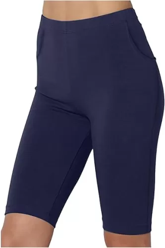 Women Knee Length Leggings High Waisted Capri Pants Active Biker Shorts Lightwieght Workout Yoga Bermuda Bottoms