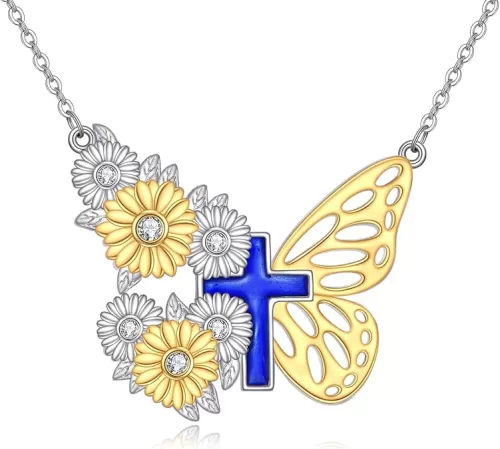YFN Cross Necklace for Women Sterling Silver Religious Pendant Necklace Christian Jewelry for Women Catholic Gifts for Mom Wife