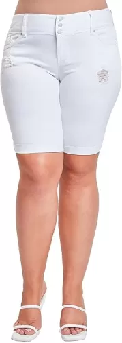 YMI Women’s Plus Size Wannabettabutt Cuffed Bermuda Shorts