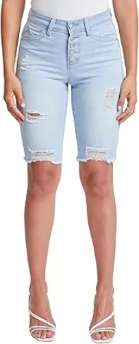 YMI Women's Wannabettabutt High Rise Button-Fly Bermuda Shorts