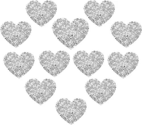 12 PCS Chrome Heart Patches - Iron on Appliques for Clothes, DIY Crafts, Wedding Decoration