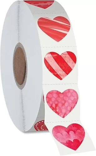 1200 PCS Red Heart-Shaped Sticker, 12 Designs Self-Adhesive Labels with Perforation Line in Roll for Valentine's Day, Blood Drives, Teachers & Classrooms, Award Charts, Bookmarks (3/4
