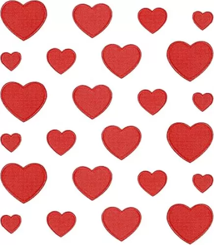 24 Pcs Heart Iron On Patches Red Hearts Patches Embroidered Heart Shape Patches Heart Patch Cute Heart Shape Iron On/Sew On Patches Heart Iron On Patches for Clothing Dress Hat Socks Jeans