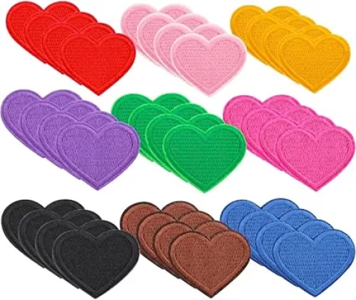 36 Pcs Heart Embroidered Iron on Patches for Clothing Jeans Jacket Hat Backpack