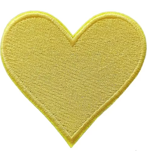 3pcs Yellow Heart Embroidered Iron on Patches for Clothing Jackets Backpacks 2.7x2.8 inch