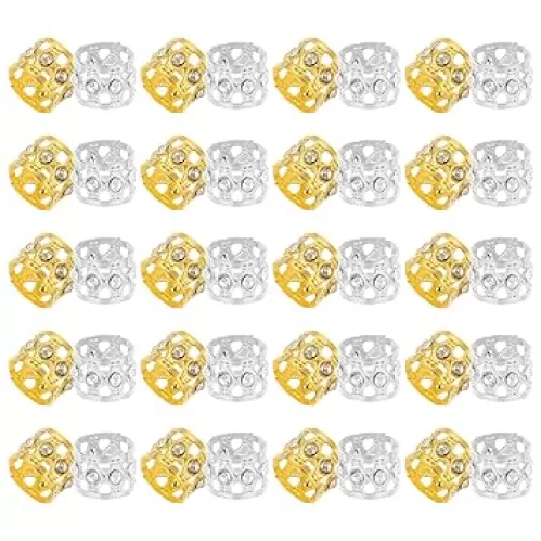 50pcs Hair Braiding Accessories Metal Dreadlock Charms Heart Design Lightweight Hair Cuffs for Hairstyles for Parties and Weddings