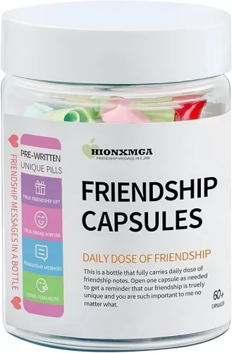 60PCS Pre-Written Friendship Messages in a Bottle, Bestfriend Birthday Gifts for Women Sister Bestie, Cute Capsule Messages in Plastic Jar Long Distance BFF Gifts