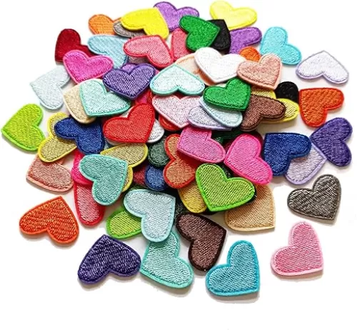 90pcs Heart Iron on Patches, Colorful Mini Heart Patches Embroidered Patch Applique Embellishments for Clothing, Jackets, Backpacks, and Decorations