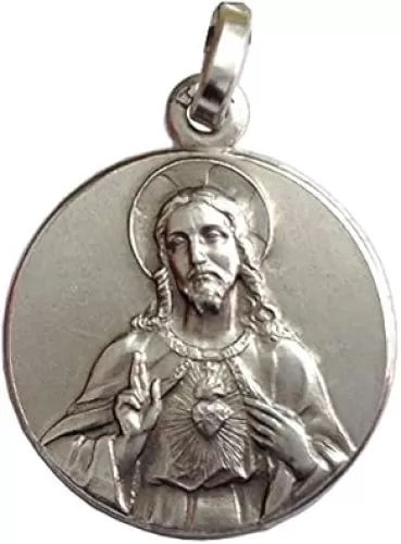 925 STERLING SILVER " THE SACRED HEART OF JESUS " MEDAL - 100% MADE IN ITALY