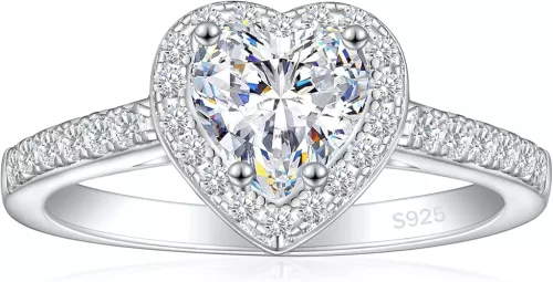 925 Sterling Silver Engagement Rings for Women Heart Cut Cubic Zirconia Wedding Promise Rings for Her Size 4-12.5