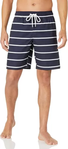 Amazon Essentials Men's 9" Swim Trunks with Mesh Lining, Pockets, Drawstring Closure