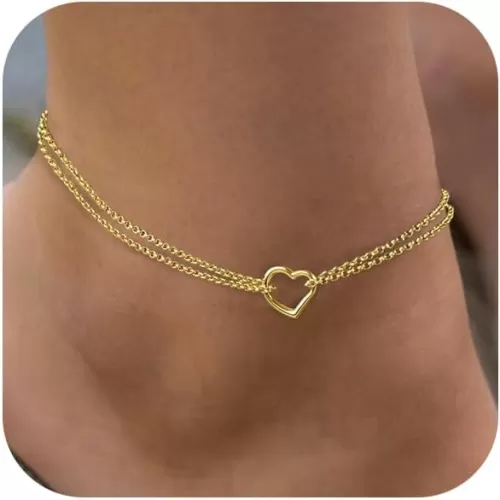 Ankle Bracelets for Women 14k Real Gold Silver Plated Anklets Freshwater Pearl Seashell Mermaid Heart Evil Eye Charms Adjustable Chain Waterproof Hypoallergenic Body Jewelry Cute Trendy Gifts