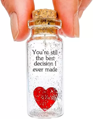 Anniversary Present for Her & Him, Romantic Gift to Boyfriend & Girlfriend, Message in Bottle I Love You Gifts Wife Husband (Heart - You
