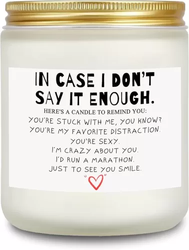 Anniversary Romantic Candle Gifts for Women Men, I Love You Gift Ideas for Wife Girlfriend Boyfriend Husband Couples - Juniper Lavender Scented Candles with Natural Soy Wax