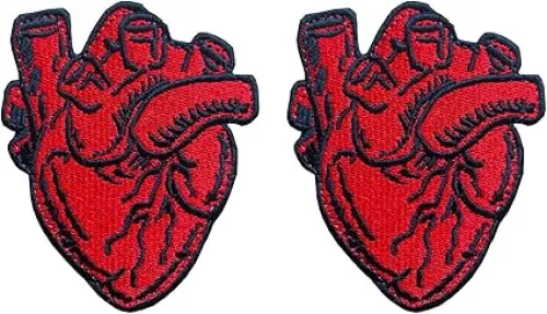 Antrix 2 Pcs Funny X-Ray Anatomical Red Heart Patch Embroidered Hook and Loop Funny Love Heart Patch for Kids, Teens, Adult, Jackets, Jersey, Biker Clothes, Hat, Backpack