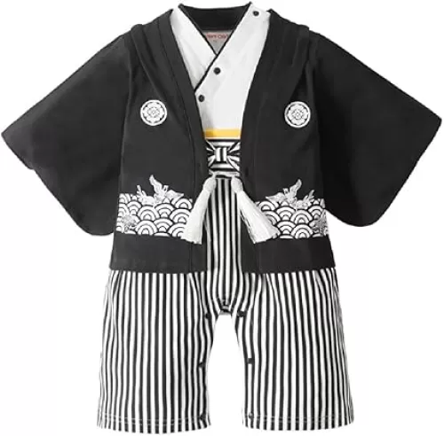 Baby Boy Kimono Romper Suit Japanese Costumes Infant Cotton Samurai Outfits