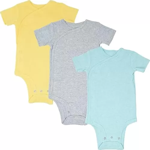 Baby Boy/Girl 3 Pack Short Sleeve Side Snap Grow with Me Bodysuit