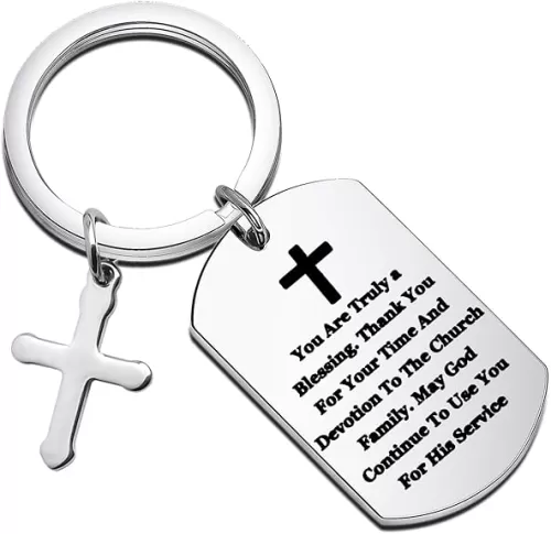 BEKECH Catholic Priest Gift - You Are Truly a Blessing Catholicism Keychain for Preacher & Religious Occasions