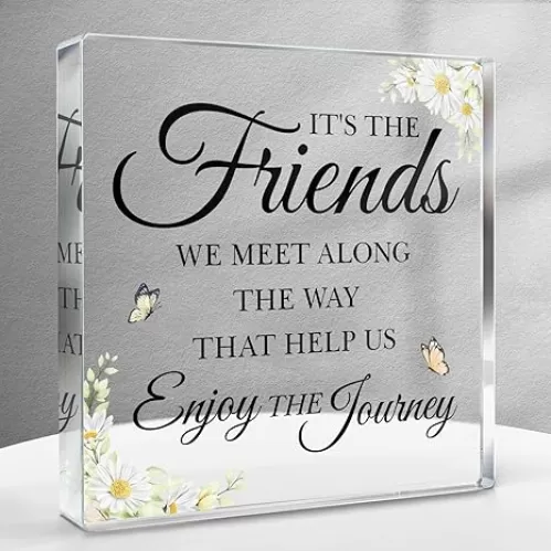 Best Friend Birthday Gifts for Women, Friendship Gifts for Women Bestie BFF, Birthday Wedding Christmas Gift for Friend, Long Distance New Friend Appreciation Acrylic Decor Plaque