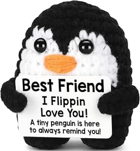Best Friend Friendship Gifts for Women Birthday, Handmade Crochet Penguin Present for Best Friend, Funny for Birthday Christmas, Friend Gifts Emotional