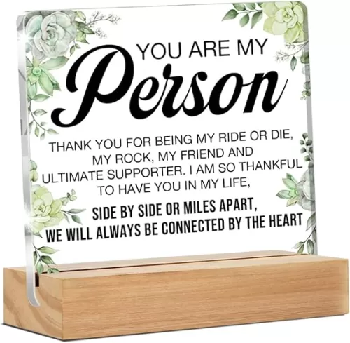 Best Friend Long Distance Gifts, Friendship Gifts for Women Friends Soul Sister BFF, You Are My Person Gifts Thank You Friends Clear Desk Decorative Sign