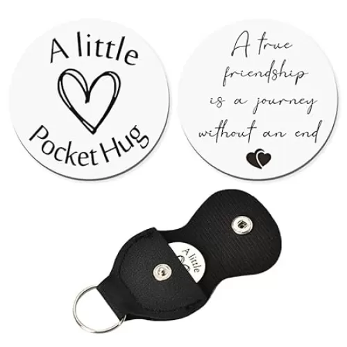 Best Friends Gifts for Women Men - Pocket Hug Keychain Friend Bff Bestie Birthday Christmas Gift Long Distance Relationship Gifts A True Friendship is A Journey Without An End Keychains Double Sided