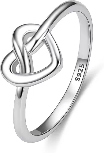 Bestyle 925 Sterling Silver Ring for Women, Minimalist Claddagh Ring Celtic Knot Ring for Women, Irish Promise Wedding Band, Gold/Rose Gold Vermeil Women Band Ring, Stackable, Gift for Her